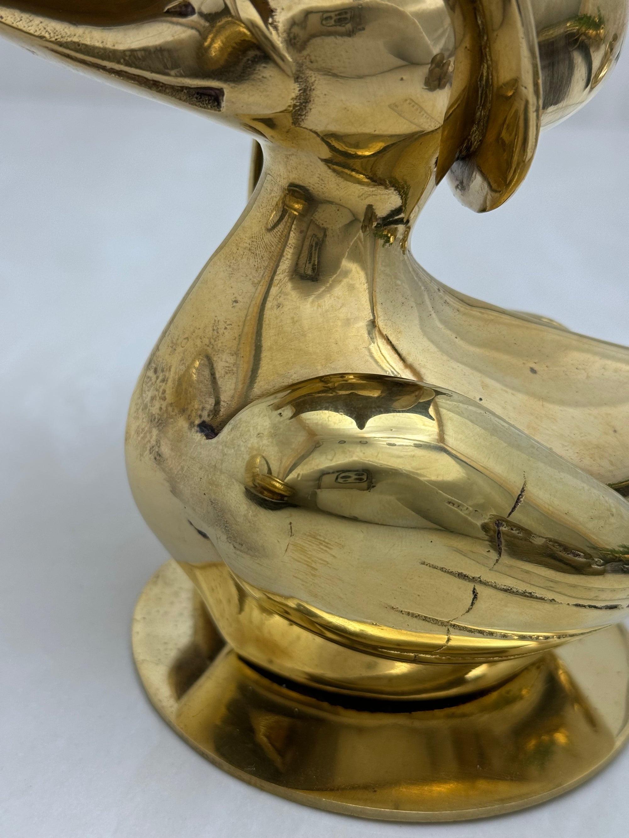 Vintage Brass Duck Under Umbrella