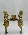 Vintage Bronze Pig Chef Candleholders-A Pair