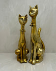 Large Vintage Brass Cats With Bow Tie-A Pair