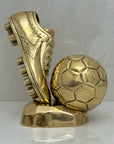 Vintage Brass Soccer Cleat and Ball Figurine