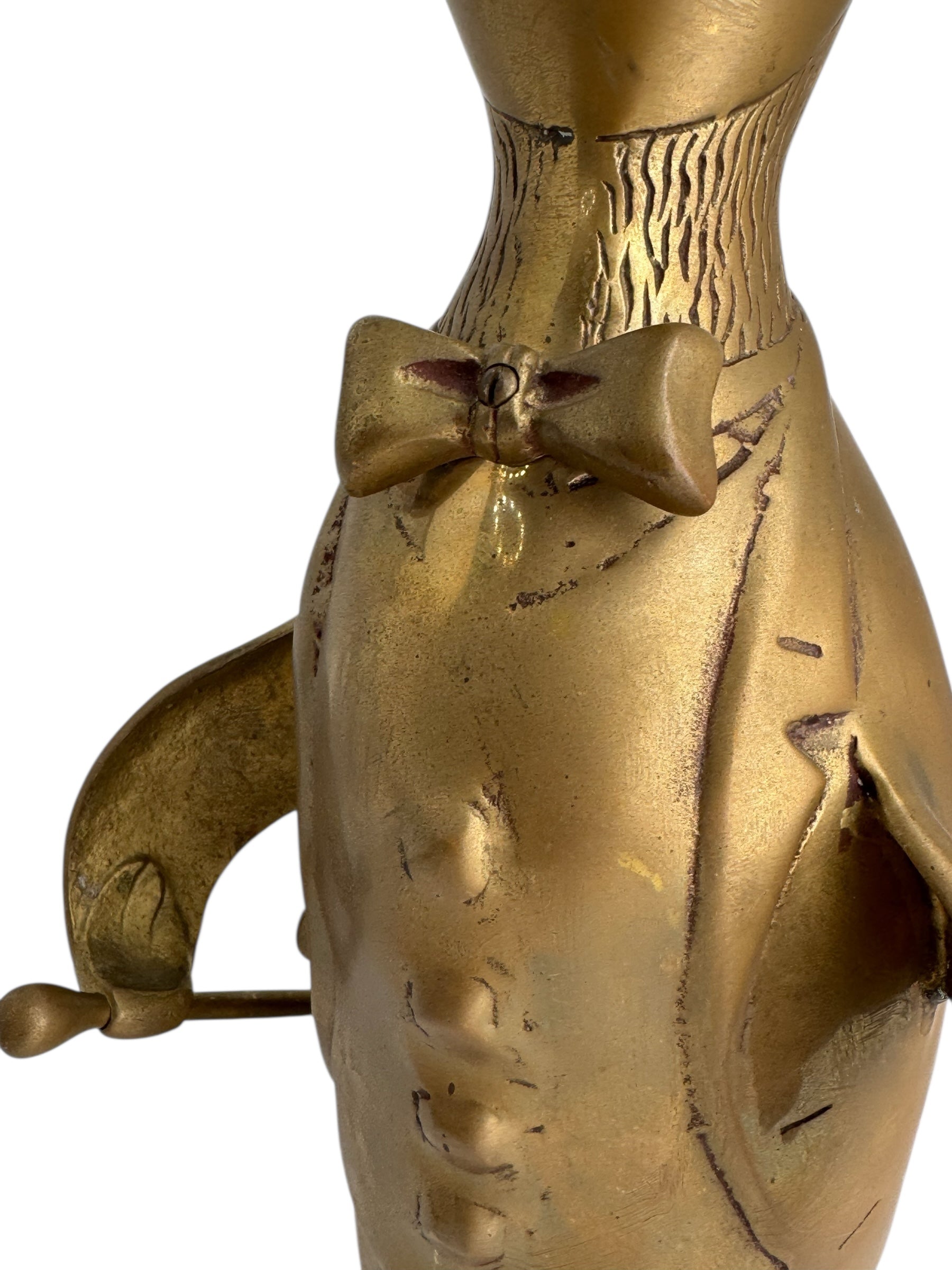 Vintage Brass Penguin Conductor with Baton – Whimsical Dapper Sculpture