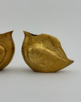 Vintage Brass Etched Bird Vases/Stash Pot/Small Planters – Set of 2