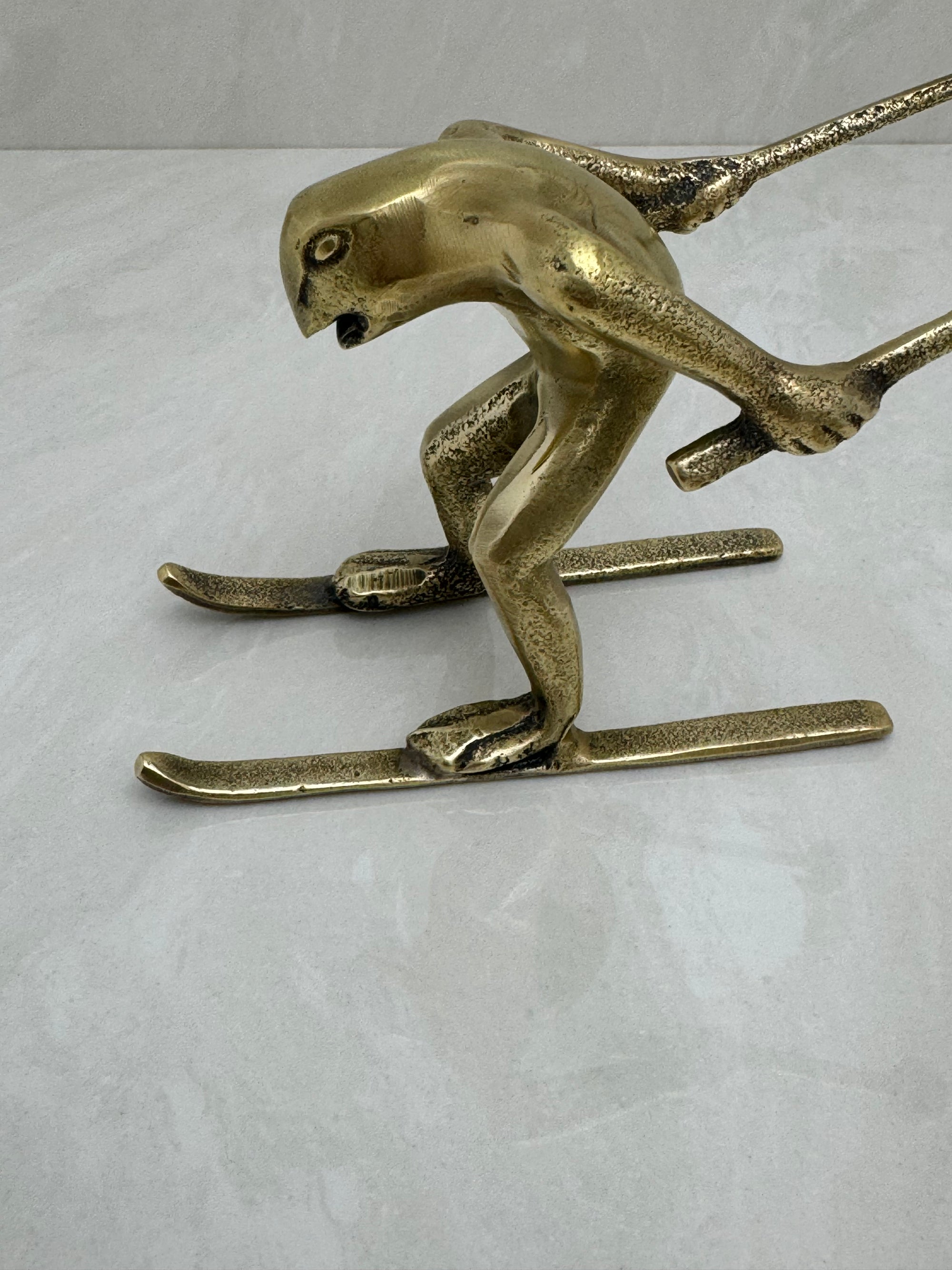 Vintage Bronze Skiing Frog Brothers