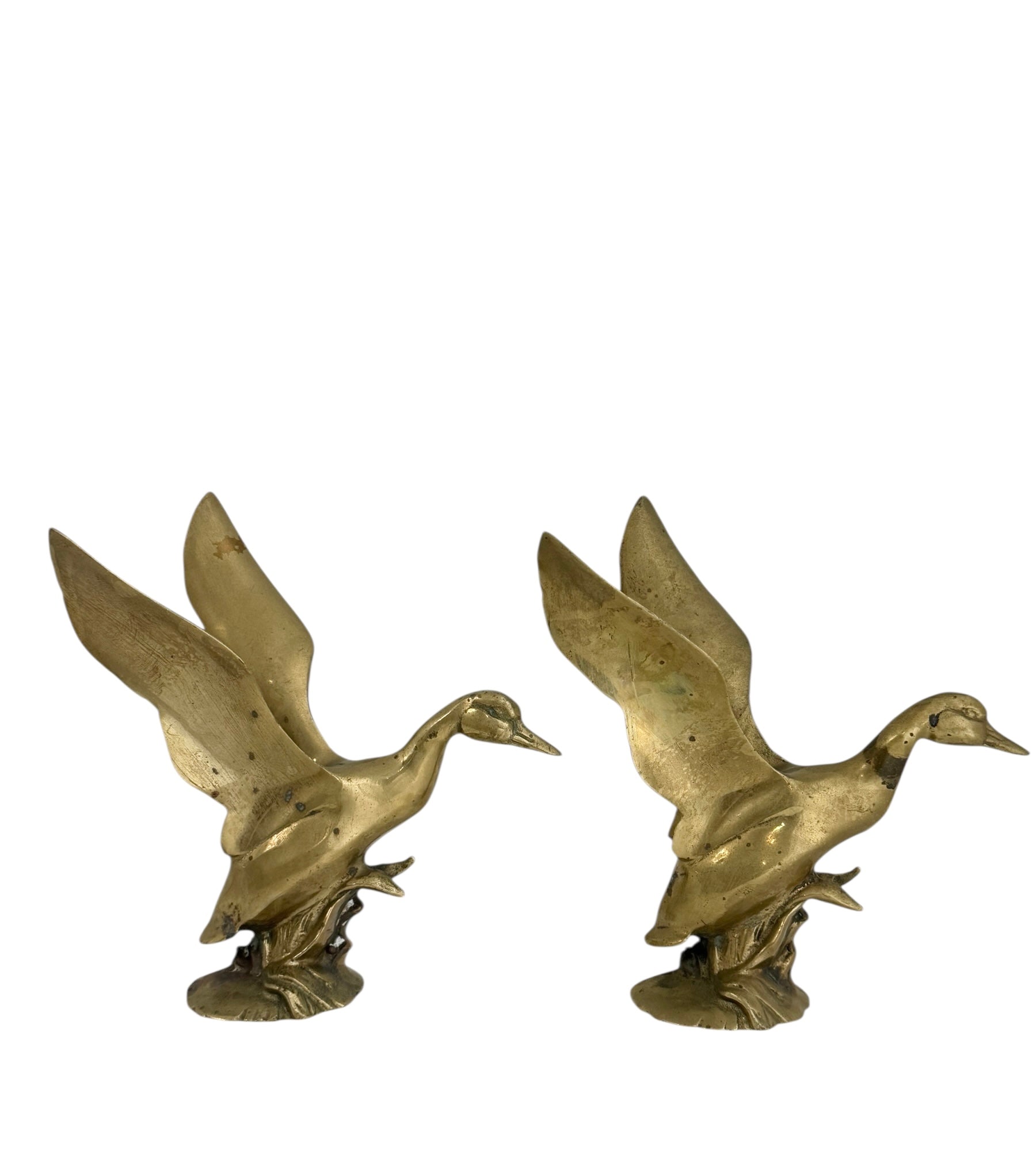 Vintage Brass Wings Up Bird Pair