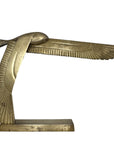 Large Vintage Brass Bird in Flight Sculpture | Modernist Crane Heron Egret Coastal Brass Art