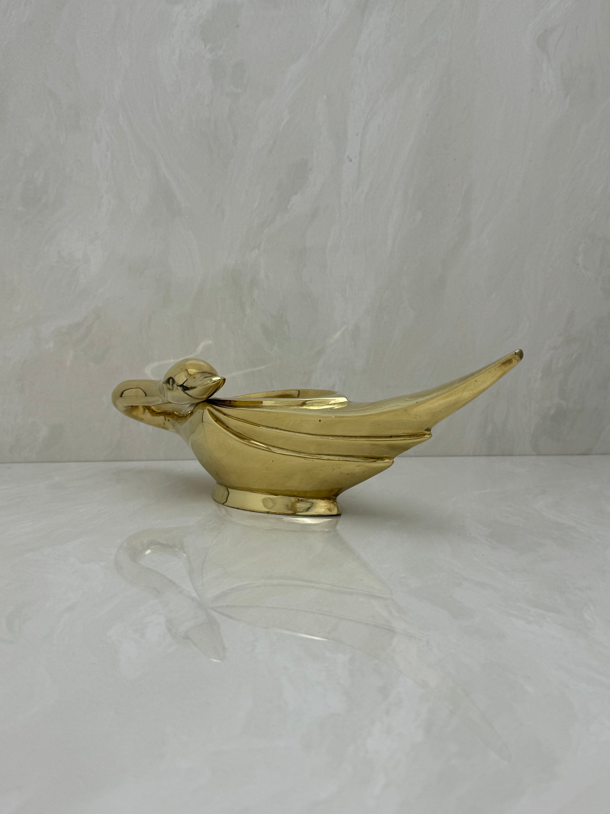 Vintage Brass Swan Trinket Dish