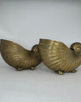 Vintage Brass Nautilus Shell Vessels / Wine Holders / Cachepots