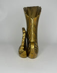 Vintage Brass Swan Vase – Hollywood Regency Sculptural Vessel | 9.75” Tall