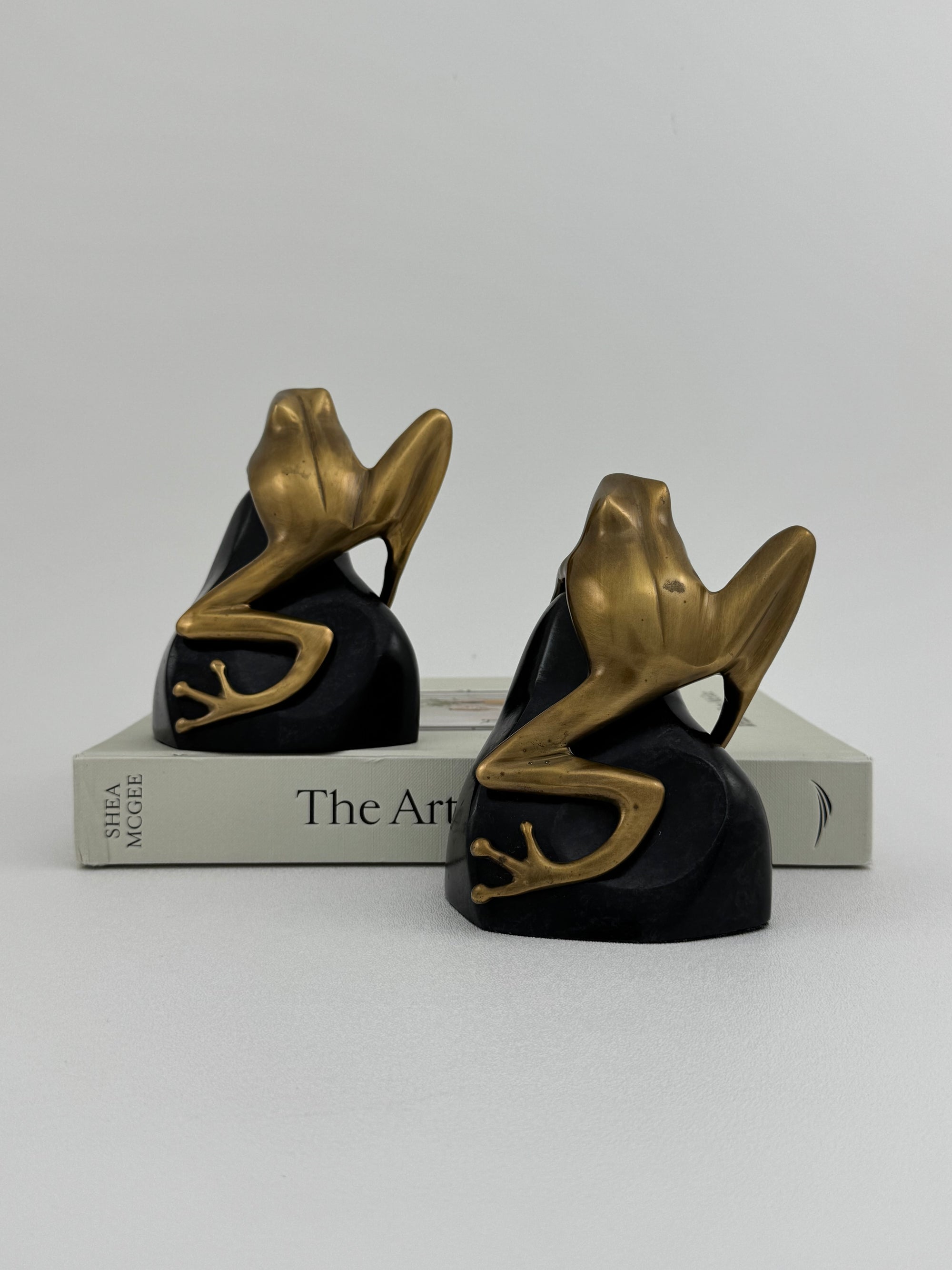 Vintage Bombay Frog on Rock Bookends-A Pair