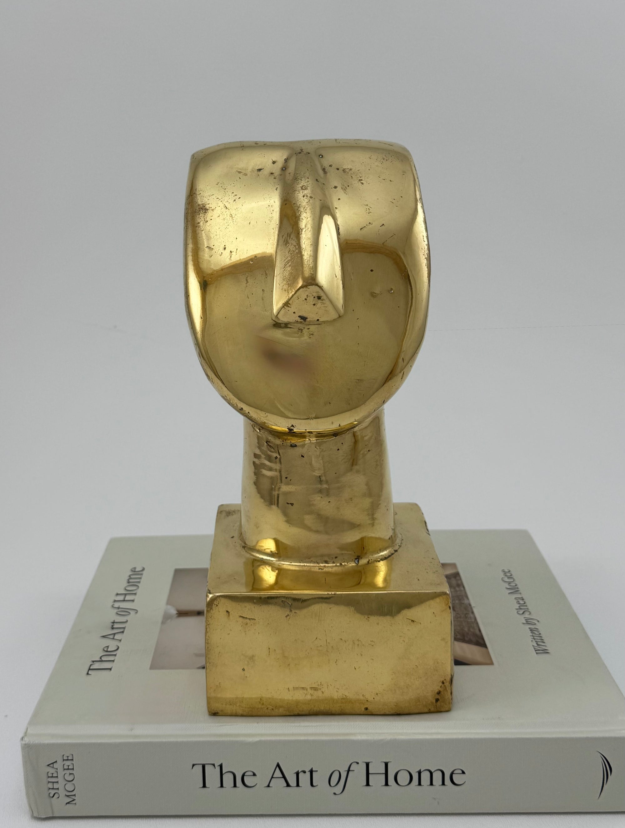 Vintage Brass Face Sculpture | Mid-Century Modern