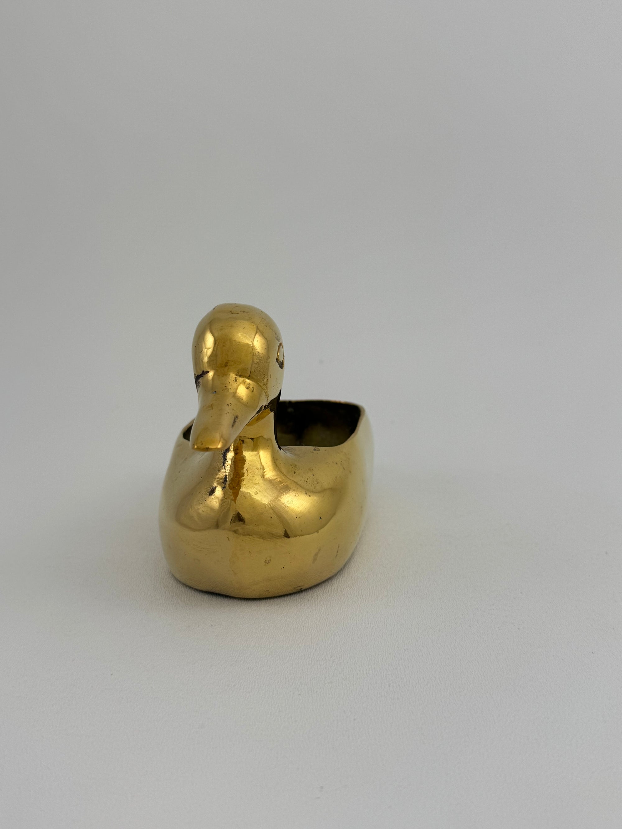 Vintage Brass Duck Stash Pot