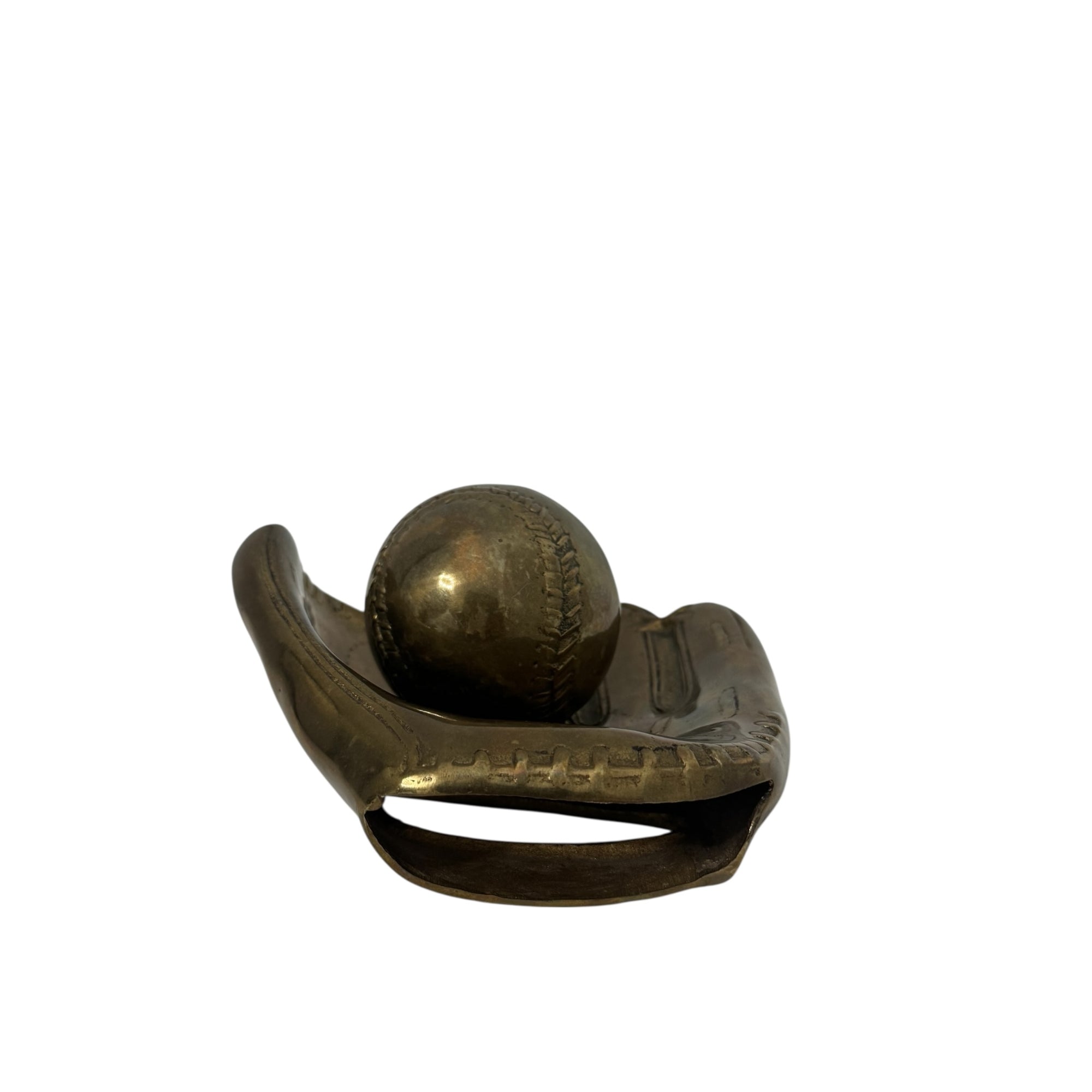 Vintage Brass Baseball Glove and Ball-A Two Piece Set