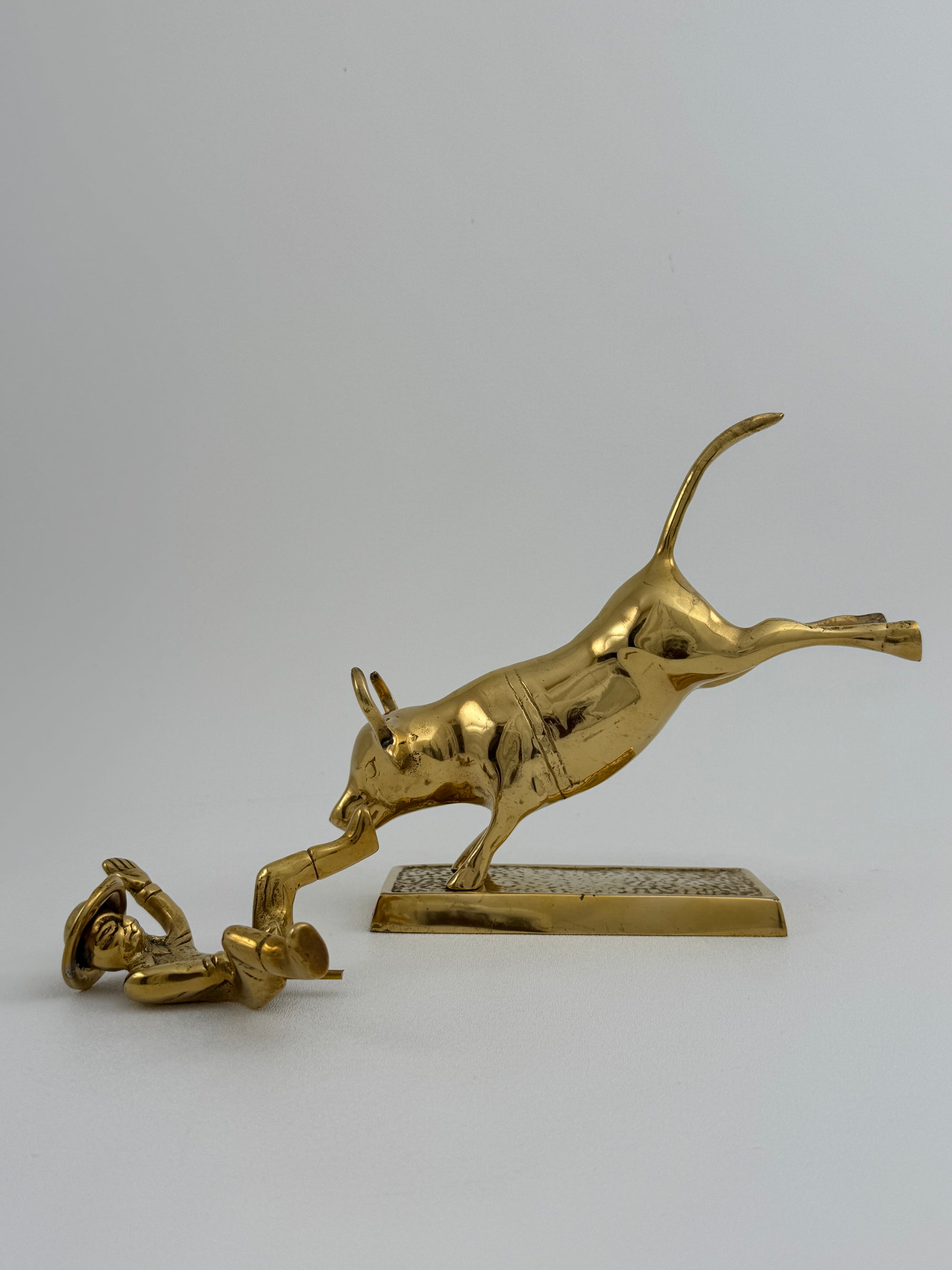Rare Brass Bull Rider Figurine – Rodeo Cowboy Statue, Western Americana