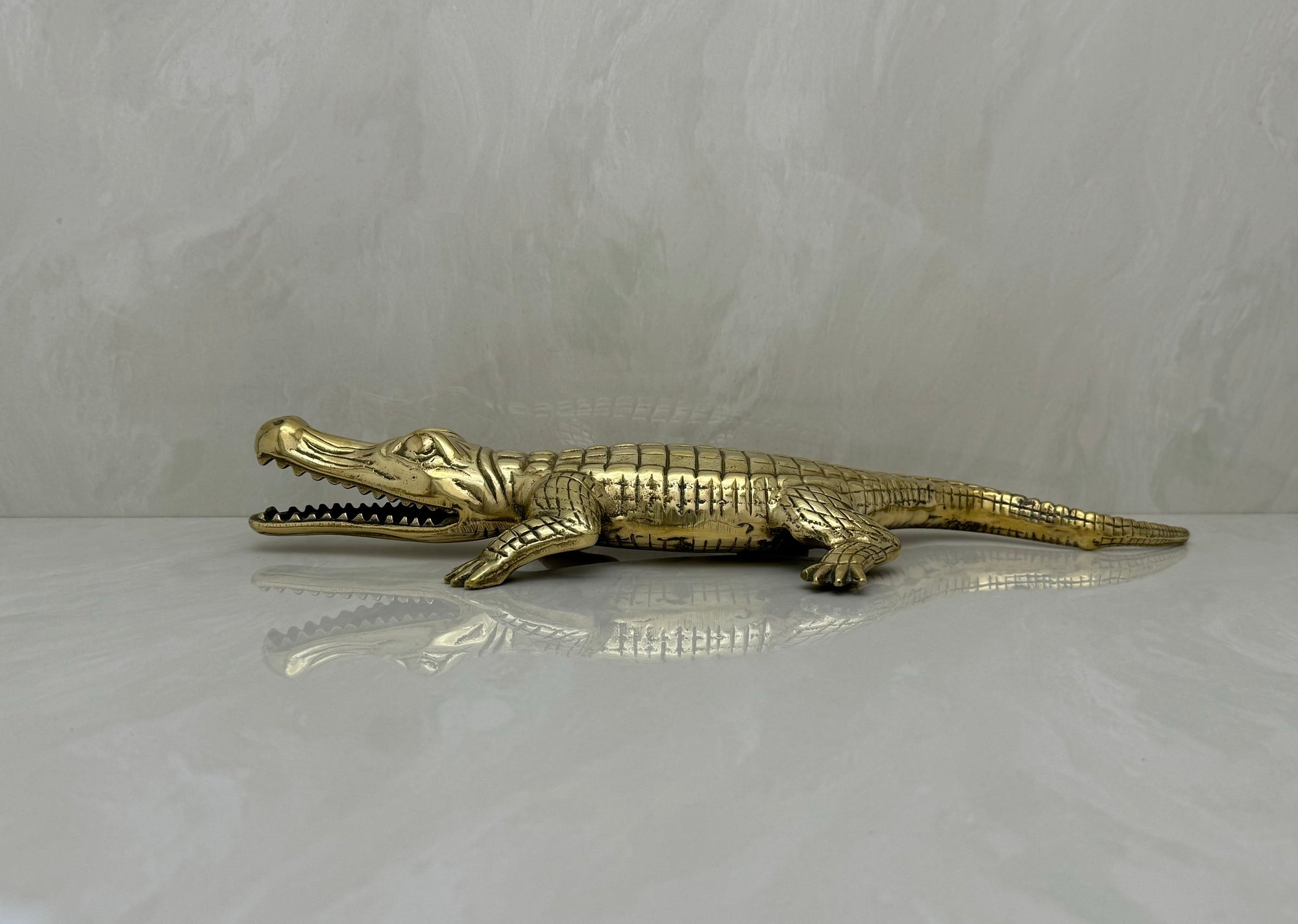 Large Vintage Brass Alligator