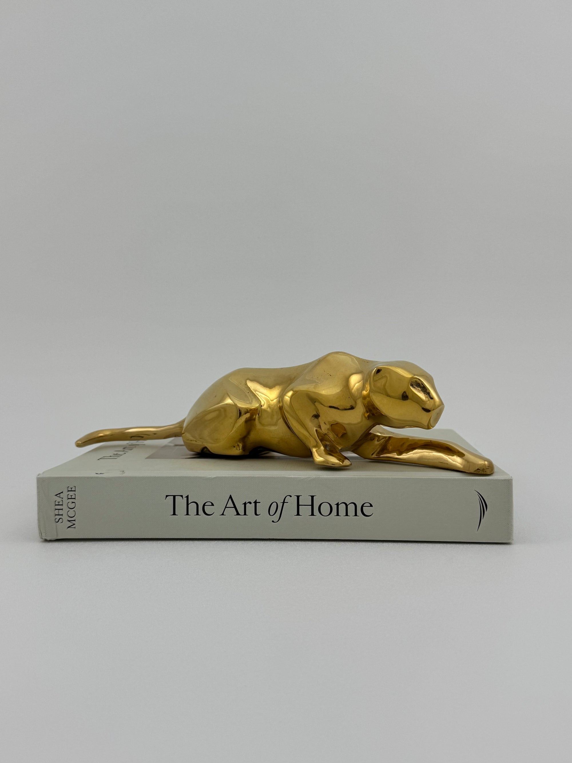 Vintage Brass Crouching Jaguar