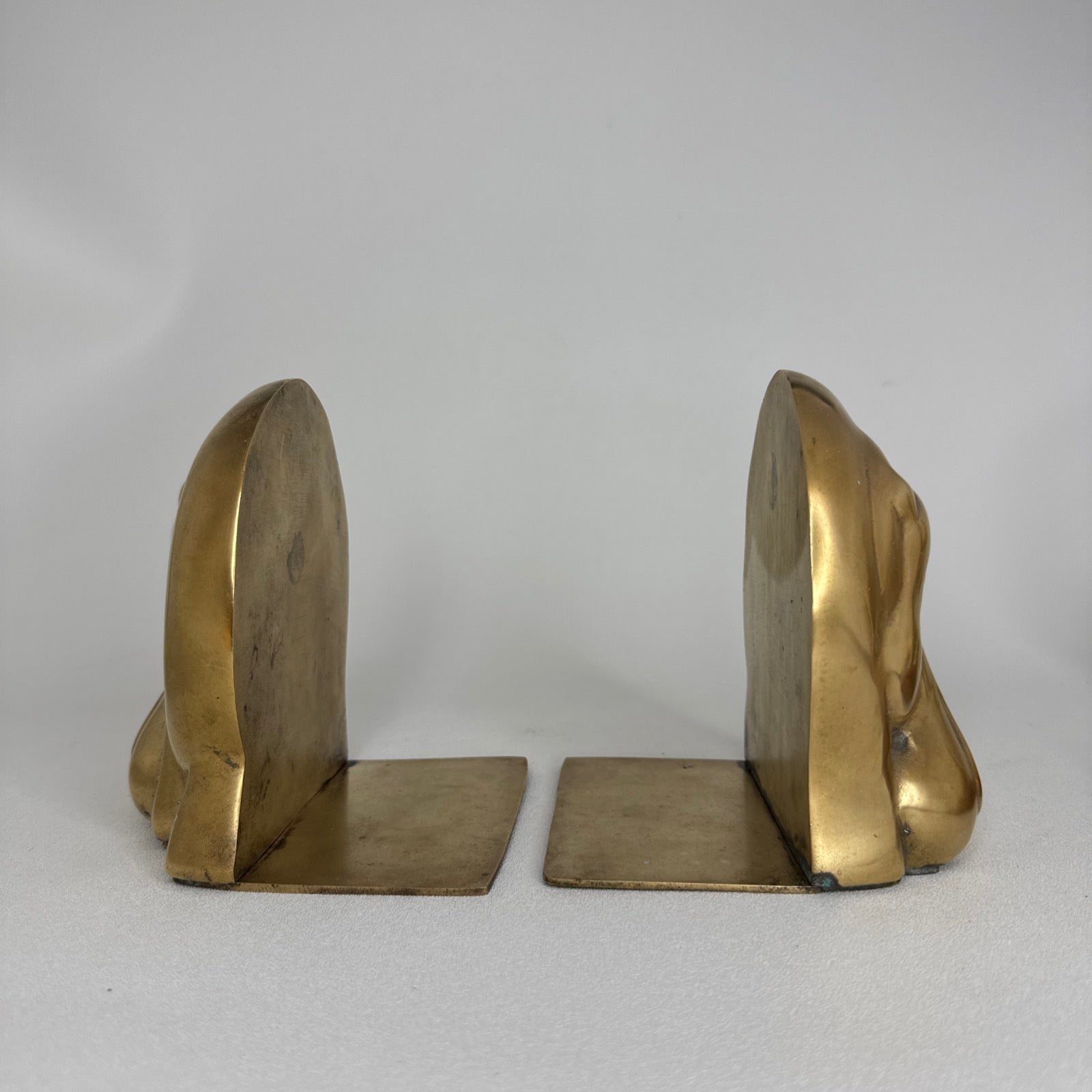 Mid-Century Modern Brass Hippo Bookends