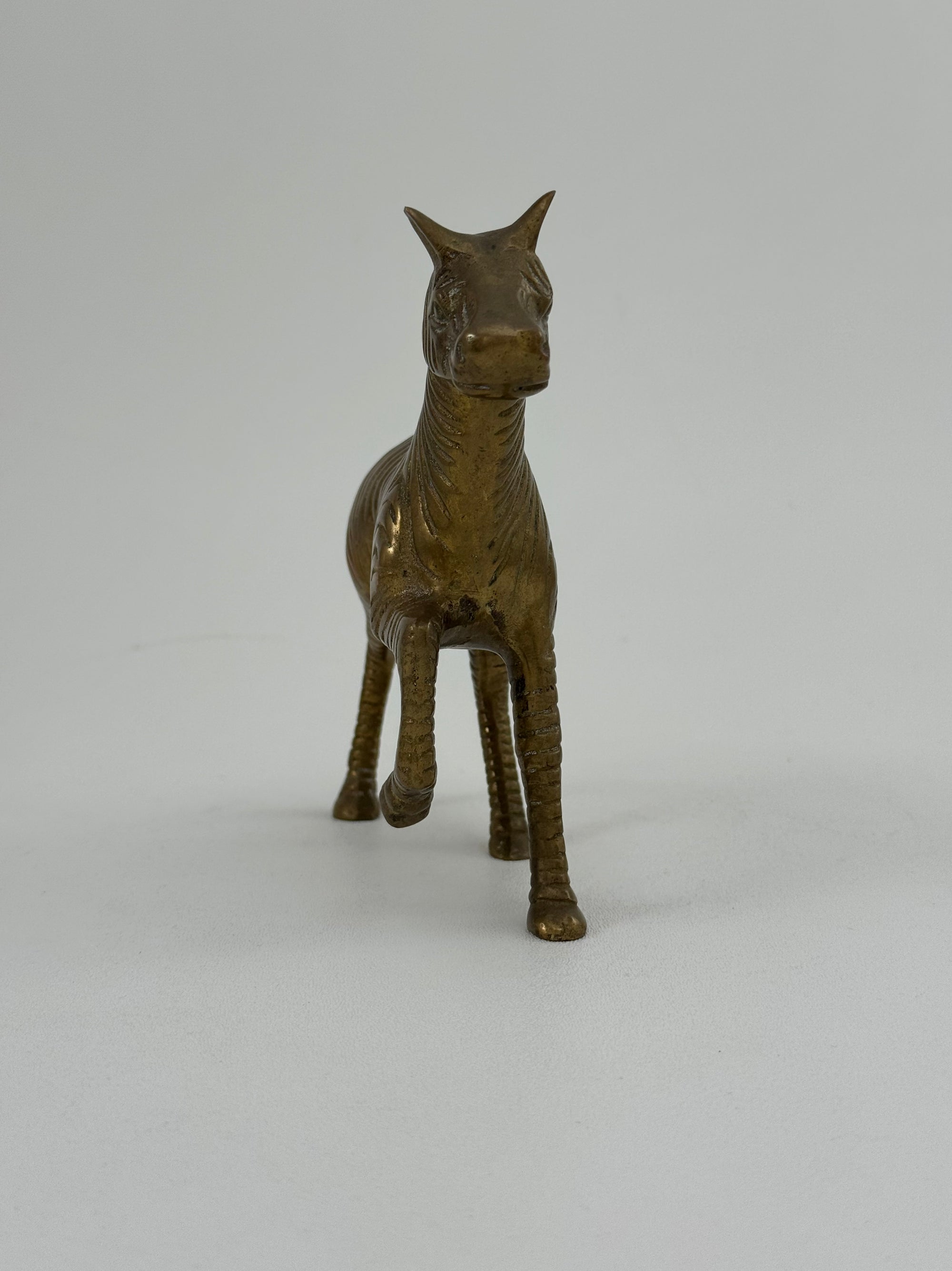 Vintage Brass Zebra Figurine – Safari Animal Sculpture | Hollywood Regency &amp; Mid-Century Modern Decor