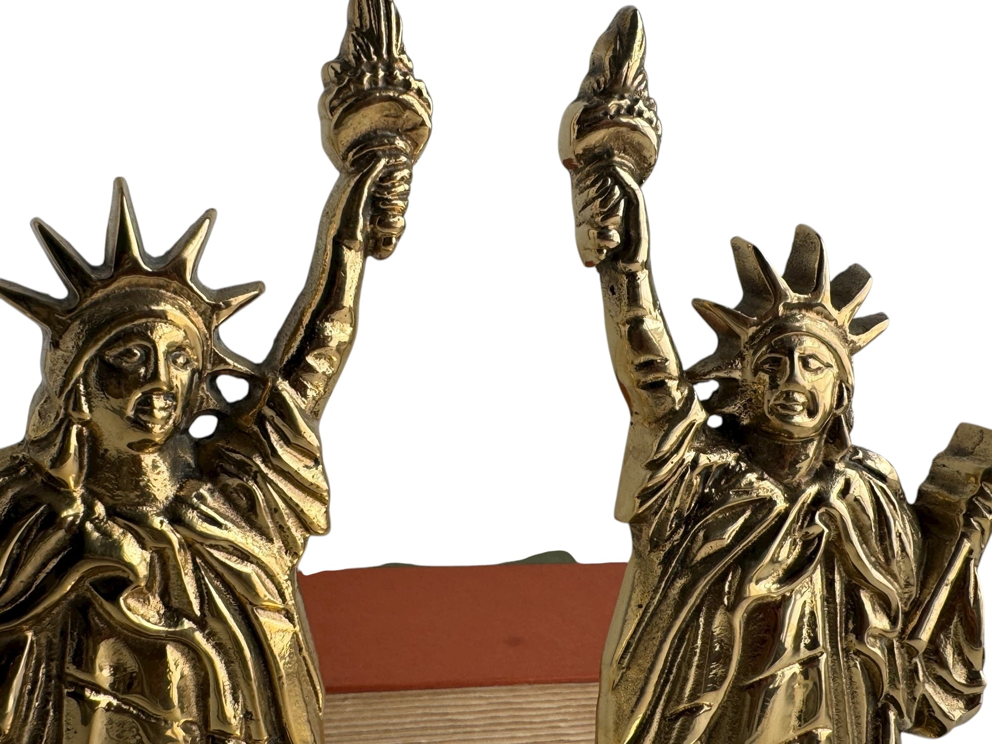 Vintage Brass Statue of Liberty Bookends (Set of Two)