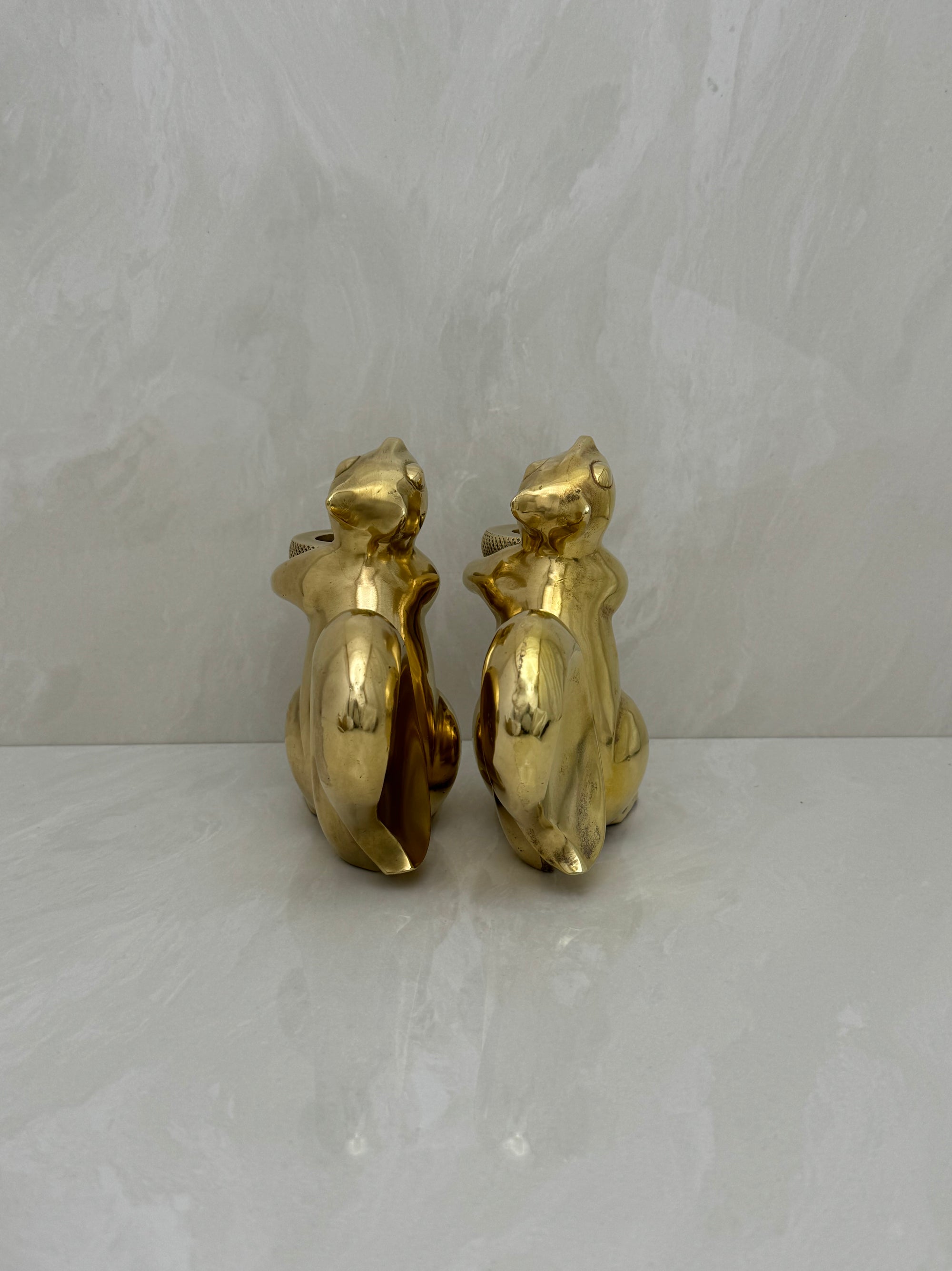 Vintage Bronze Squirrel Candleholders-A Pair