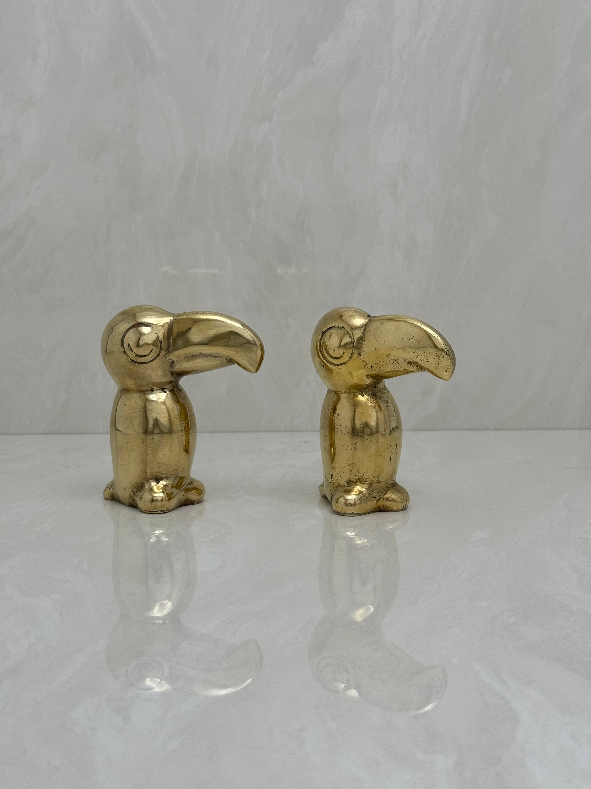 Small Vintage Brass Toucans-A Pair