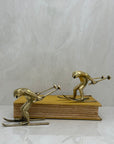 Vintage Bronze Skiing Frog Brothers