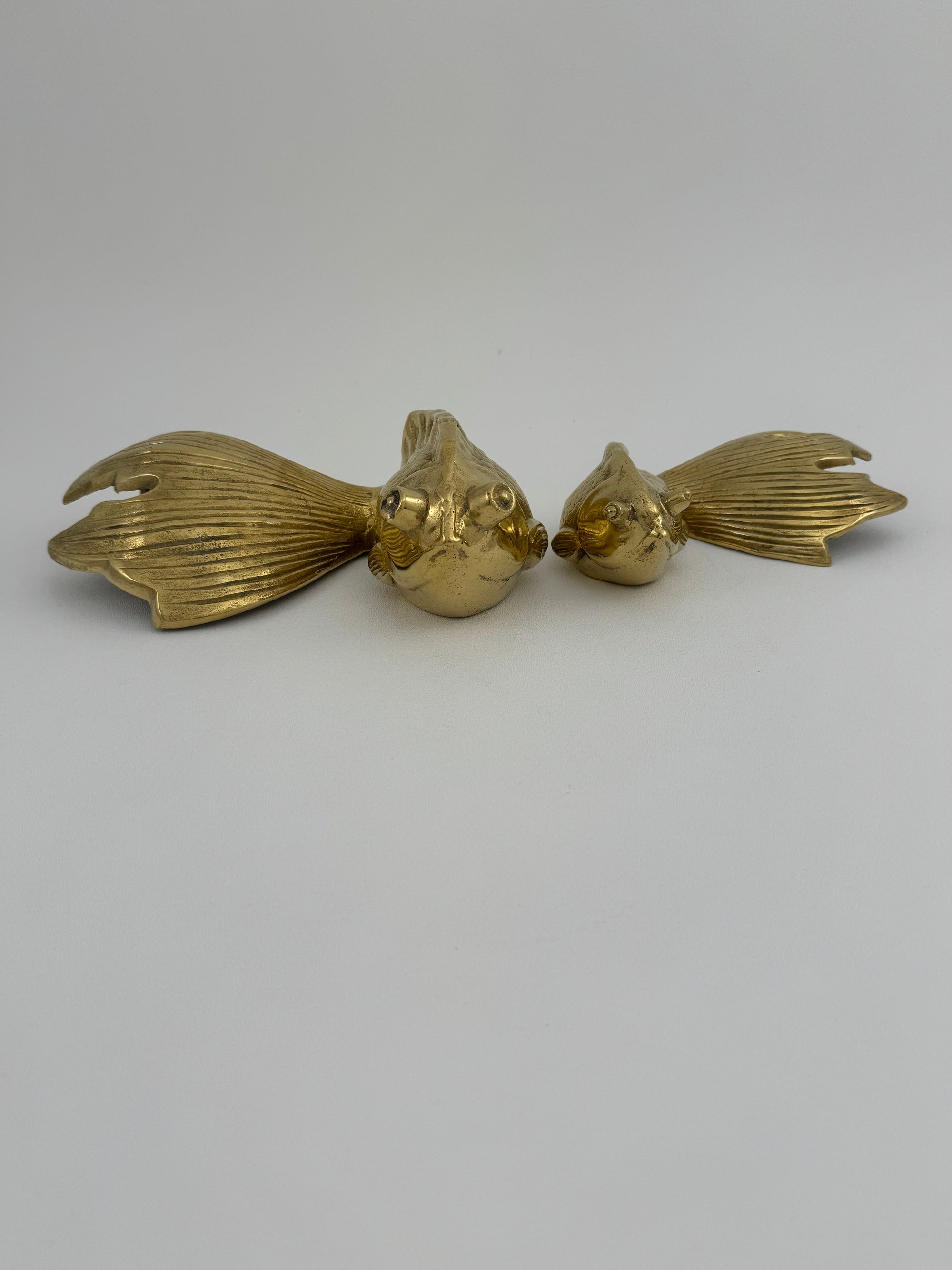Large Vintage Fancy Tail Large Eyed Brass Fish- A Pair