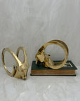 Vintage Brass Rams with Curled Horns-A Pair