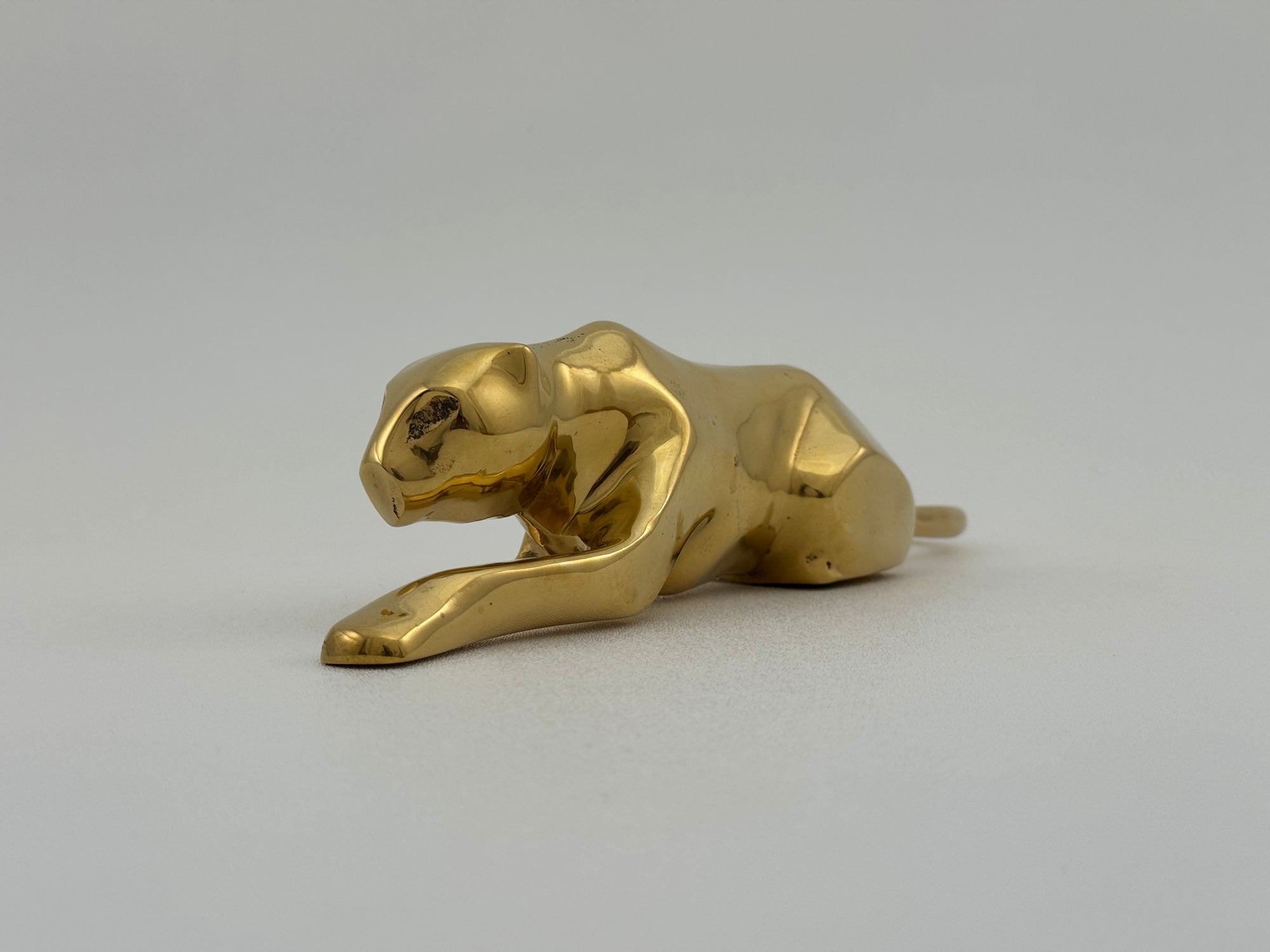 Vintage Brass Crouching Jaguar
