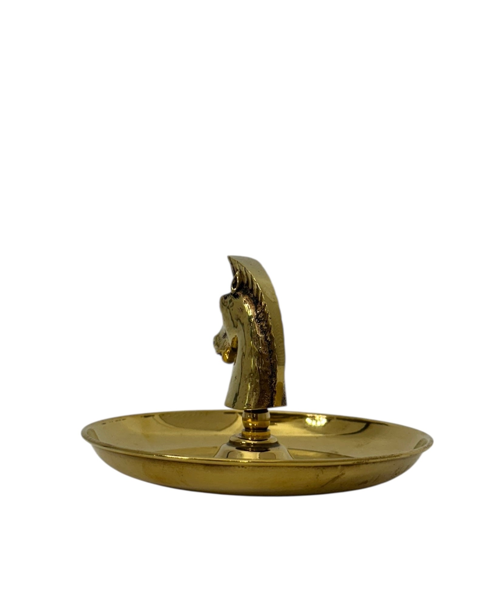 Vintage Brass Horse Head Trinket Dish – Equestrian Vanity or Desk Catchall