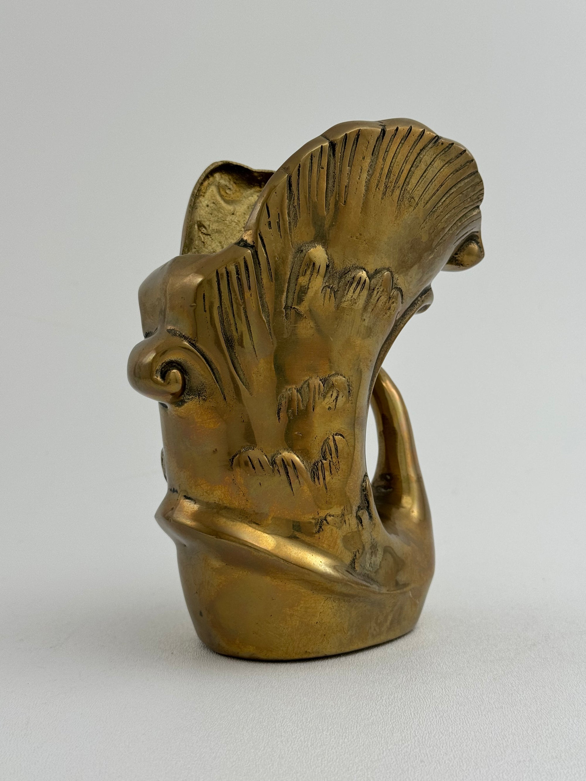 Vintage Brass Swan Vase / Cachepot (7.75”)
