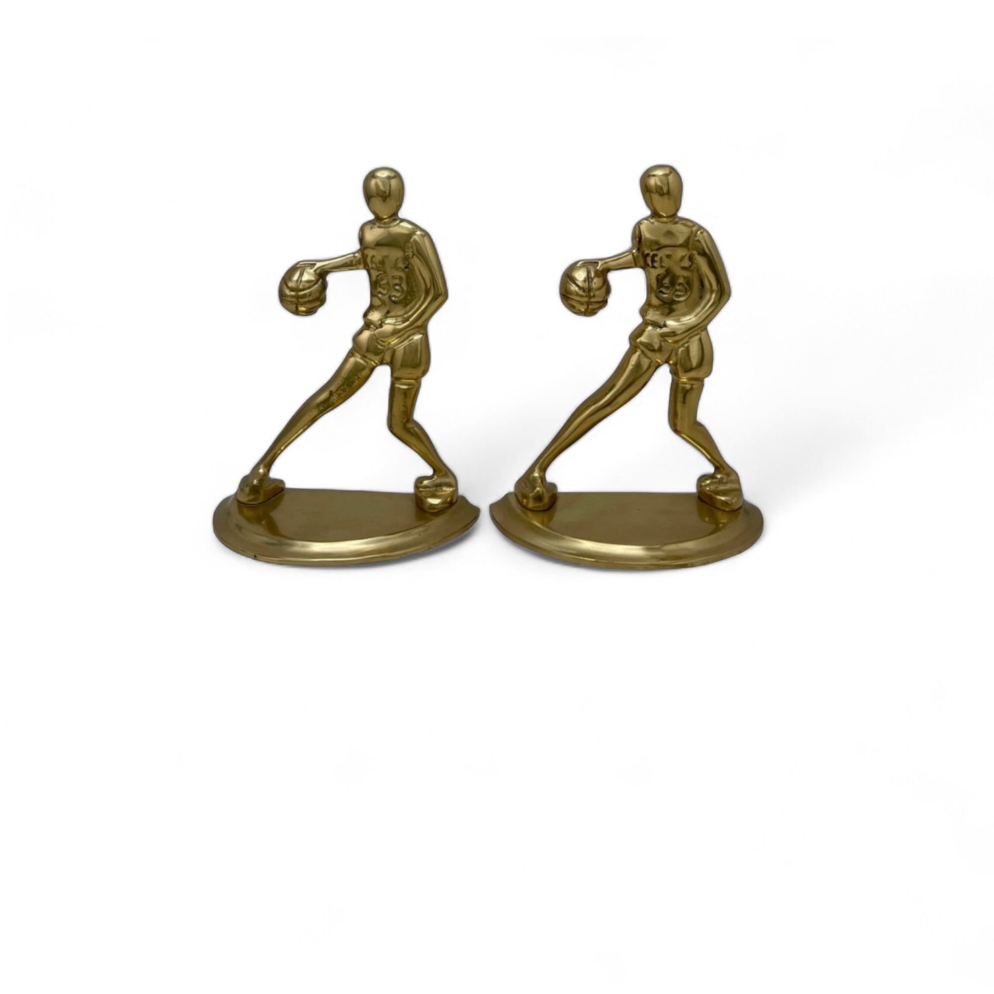 Vintage Brass Basketball Bookends Larry Bird-A Pair