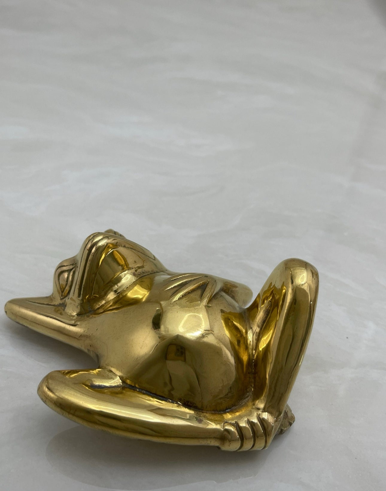 Vintage Brass Frog Relaxing On Back