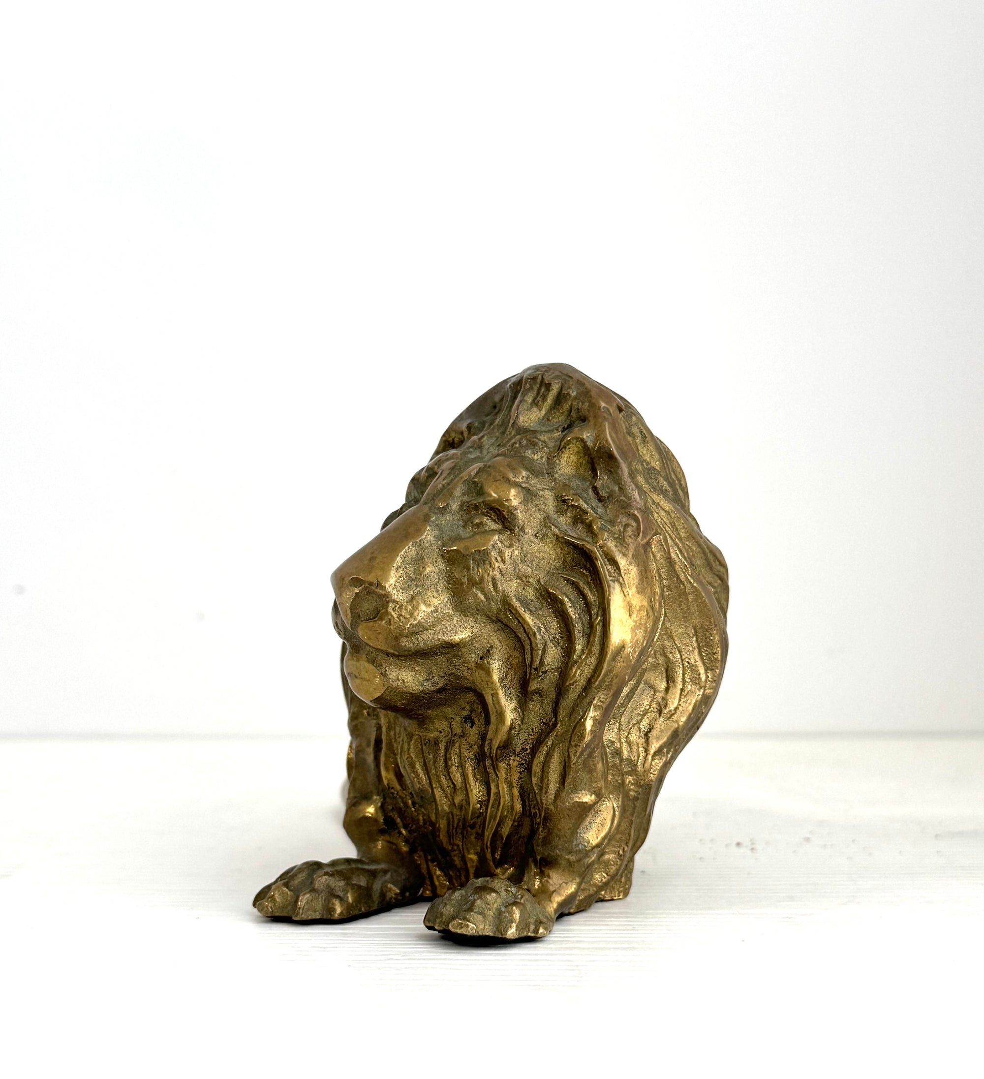 Vintage Brass Lion Sculpture