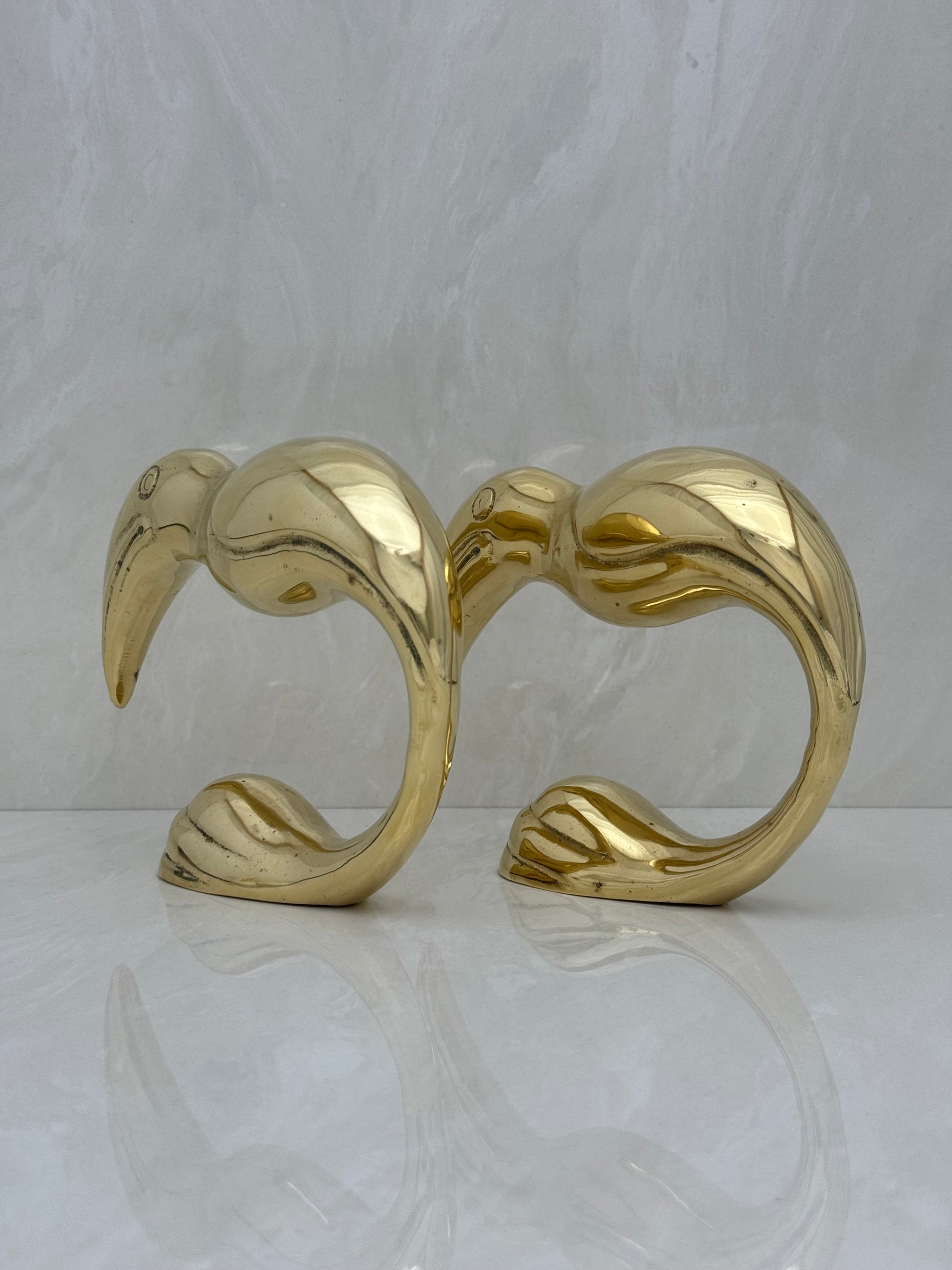 Vintage Brass Toucan Bookends- A Pair