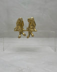 Rare Small Vintage Brass Shelf Sitting Dogs-A Pair