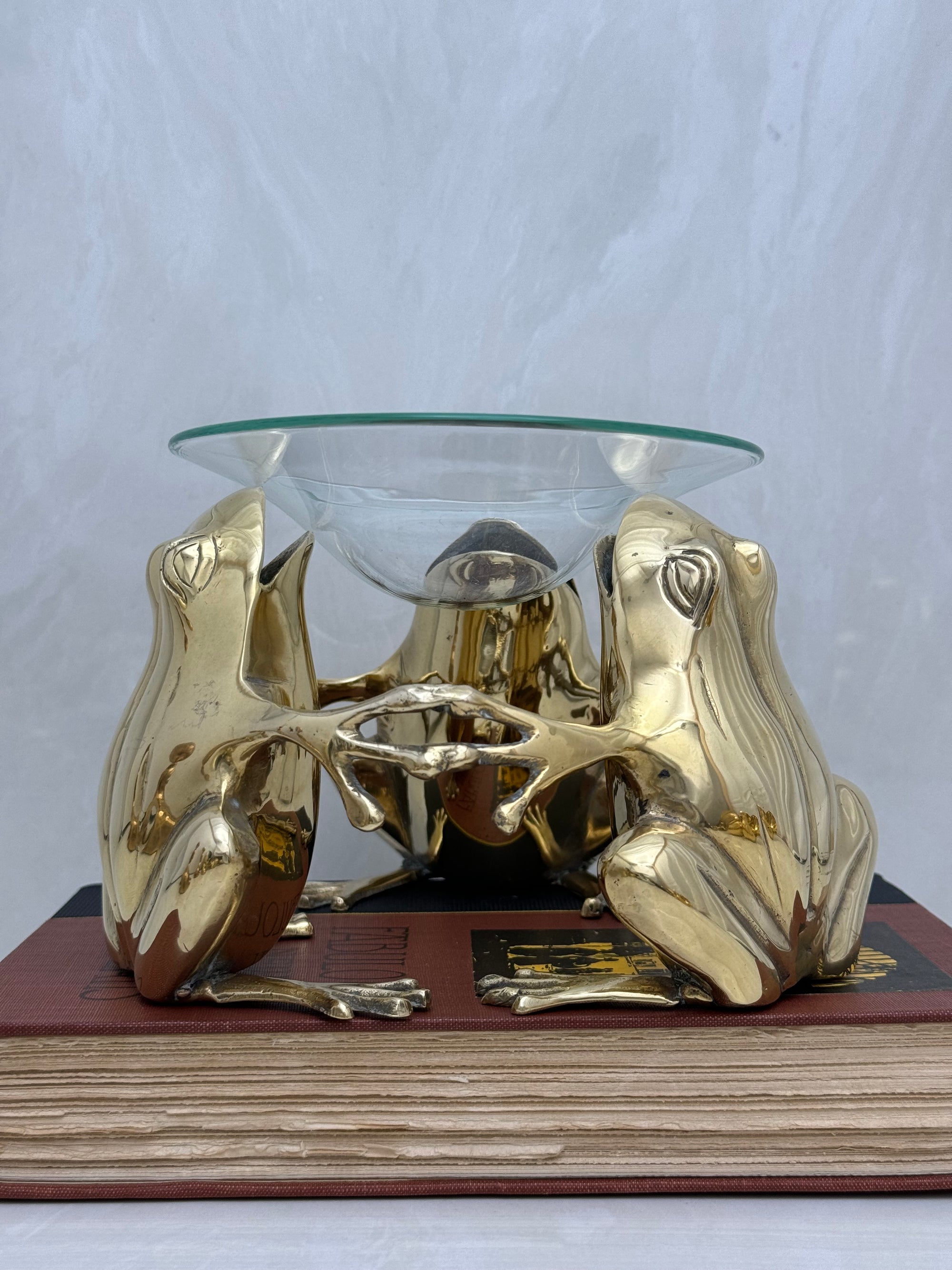 Vintage Brass Frog Oil Warmer