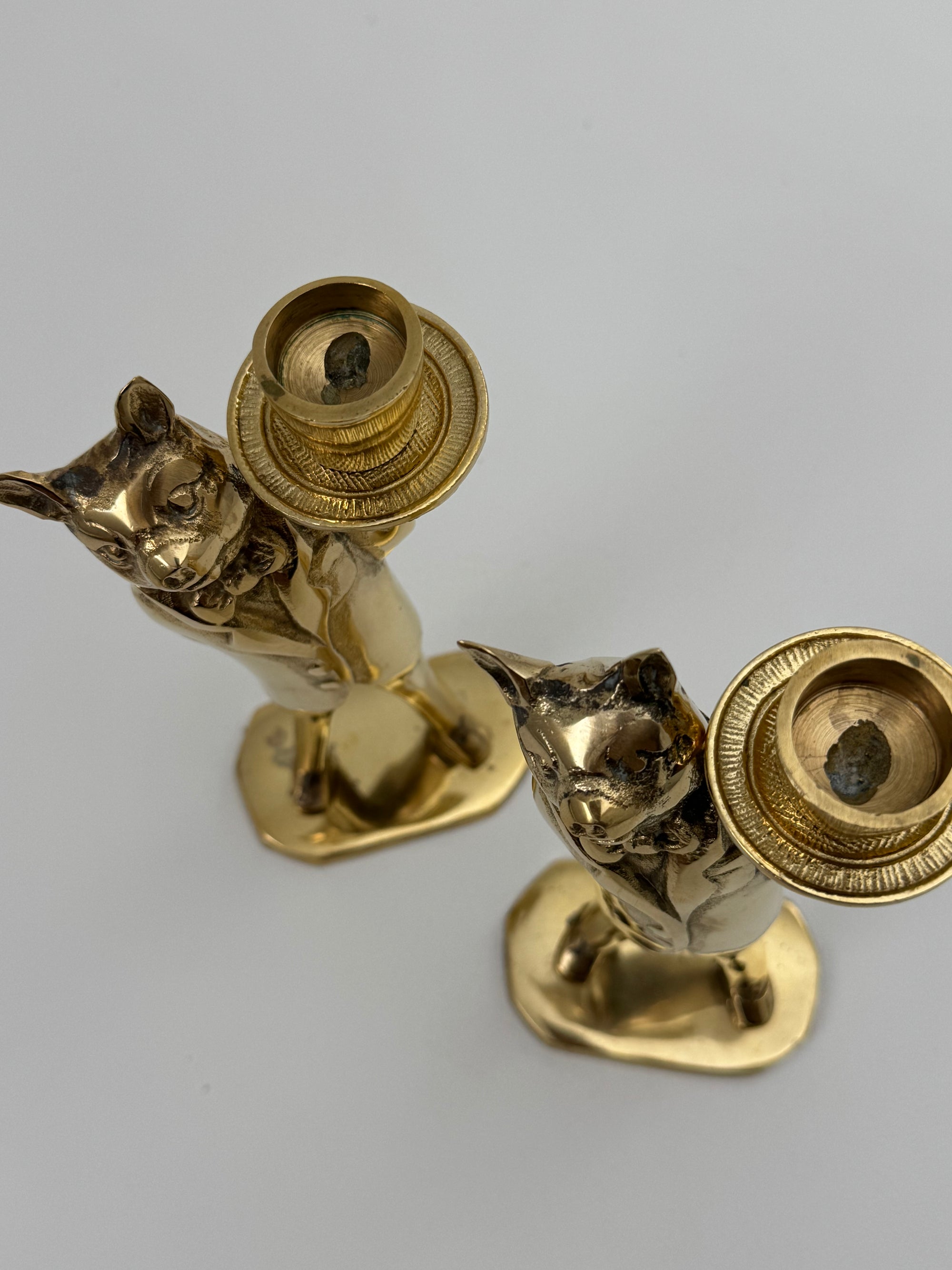 Pair of Vintage Brass Pig Candleholders – Dressed to Impress