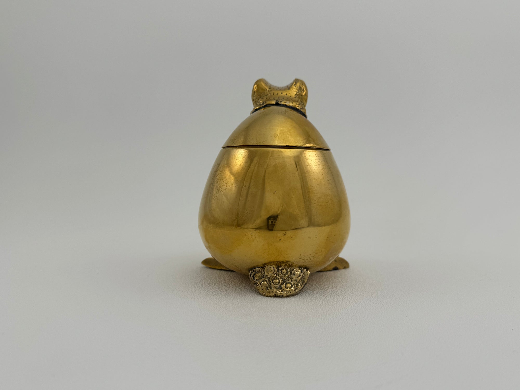 Vintage Brass Frog Lidded Trinket/Candle Pot