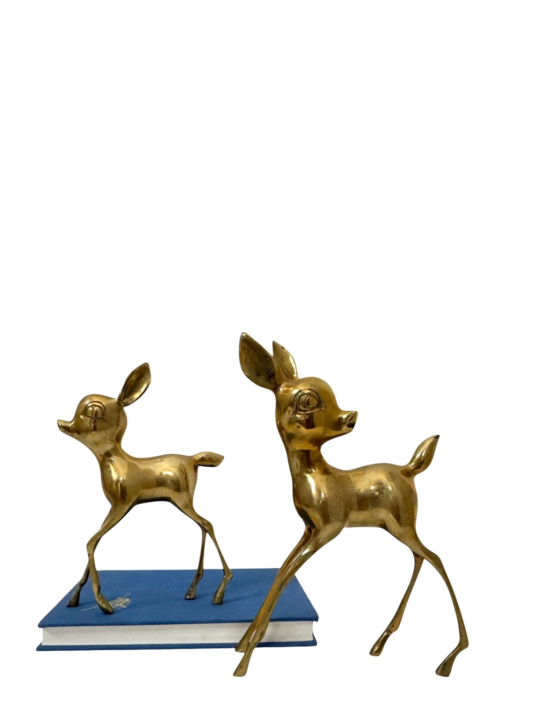 Vintage Brass Deer Pair – Mid-Century Modern Fawns | Hollywood Regency Woodland Figurines