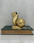 Vintage Brass Soccer Cleat and Ball Figurine