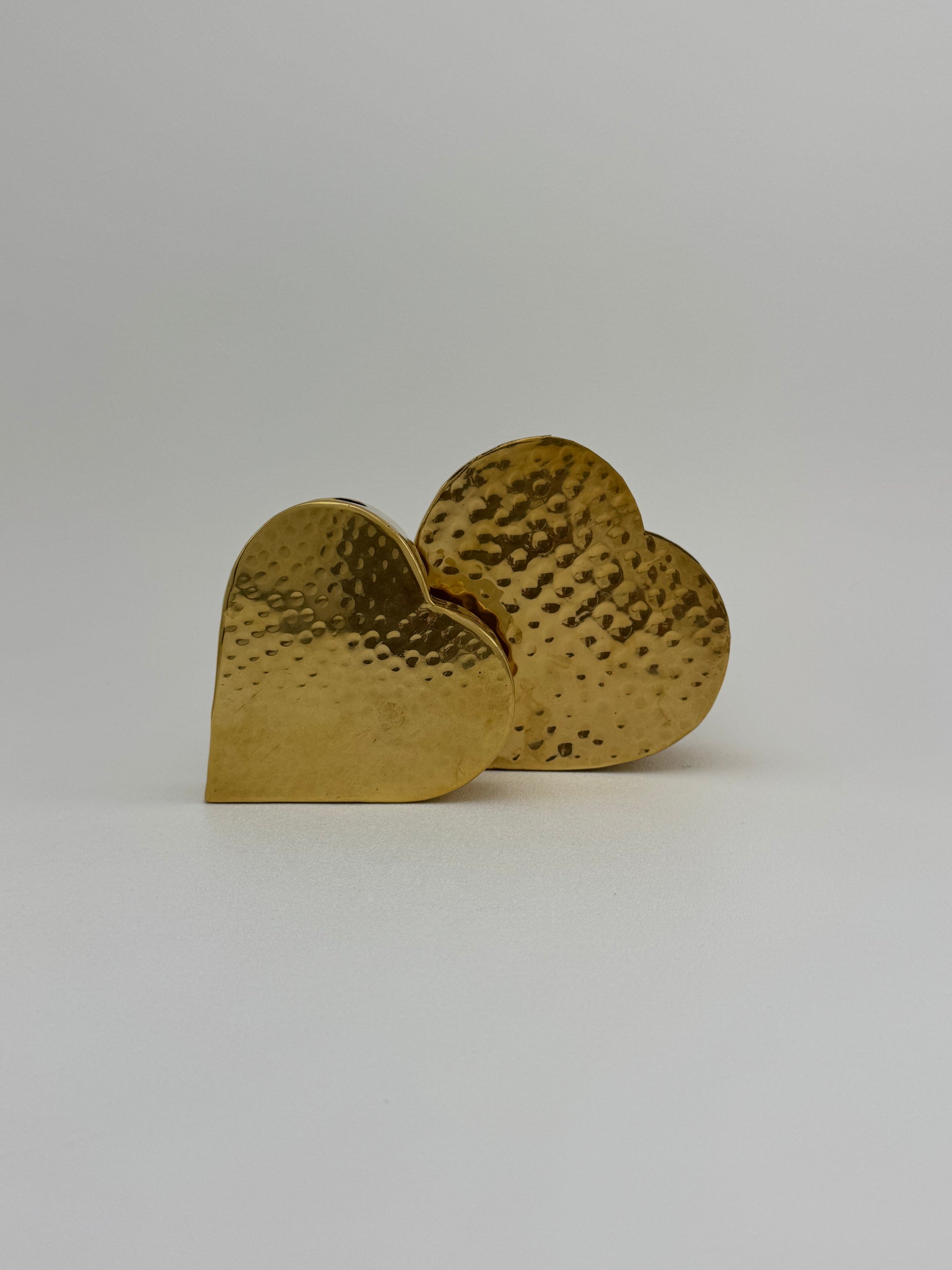 Vintage Brass Hammered Heart Shaped Vases/Planters- A Set of Three by Hosley