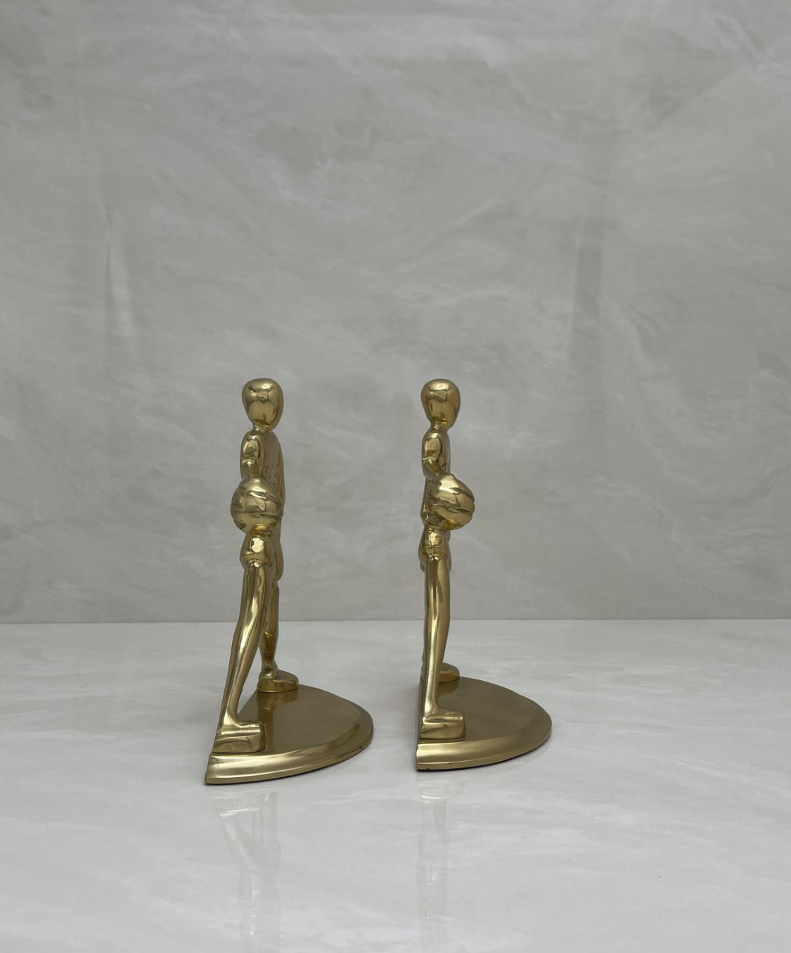 Vintage Brass Basketball Bookends Larry Bird-A Pair