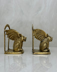 Vintage Brass Gargoyle Bookends- A Pair