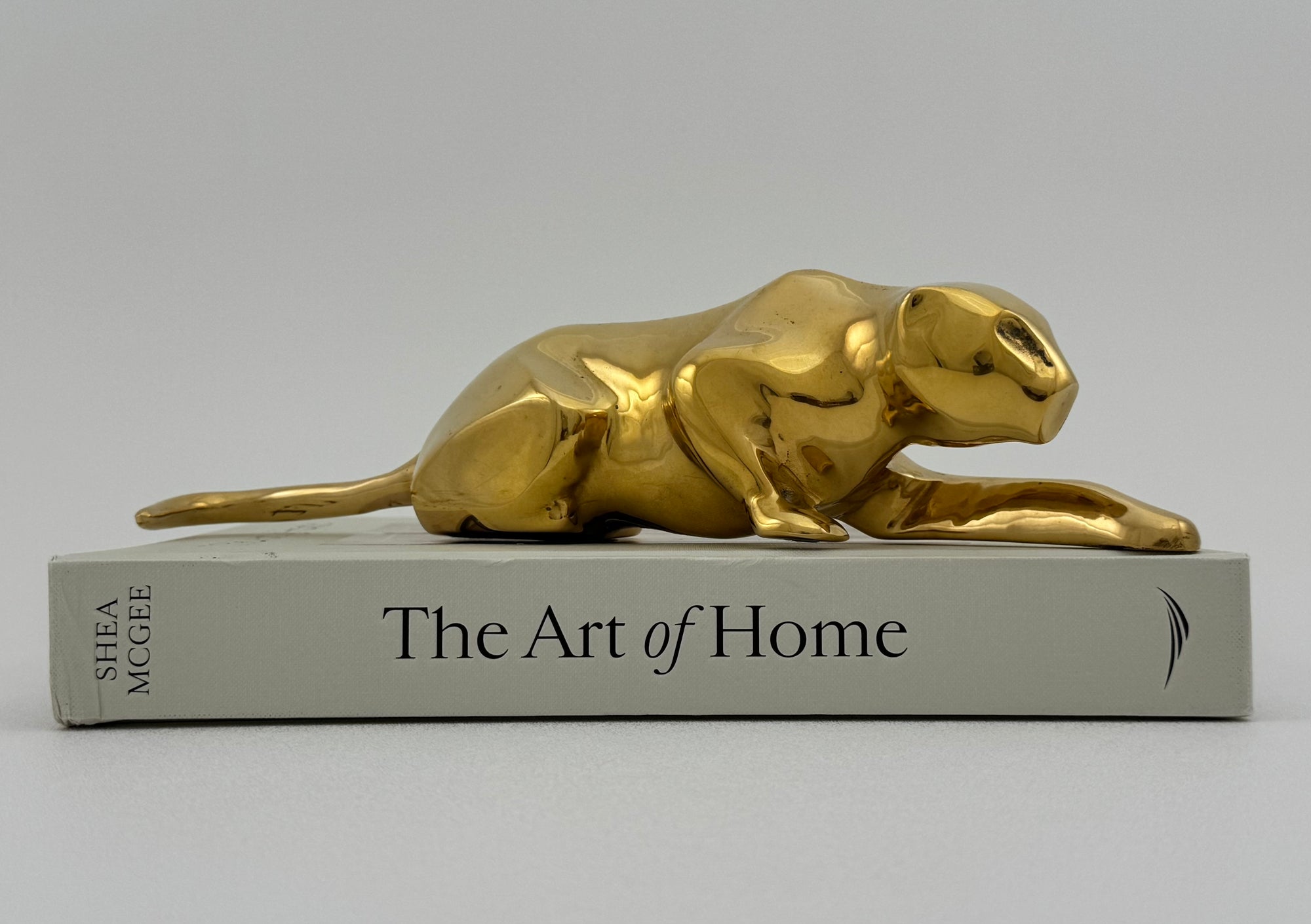 Vintage Brass Crouching Jaguar