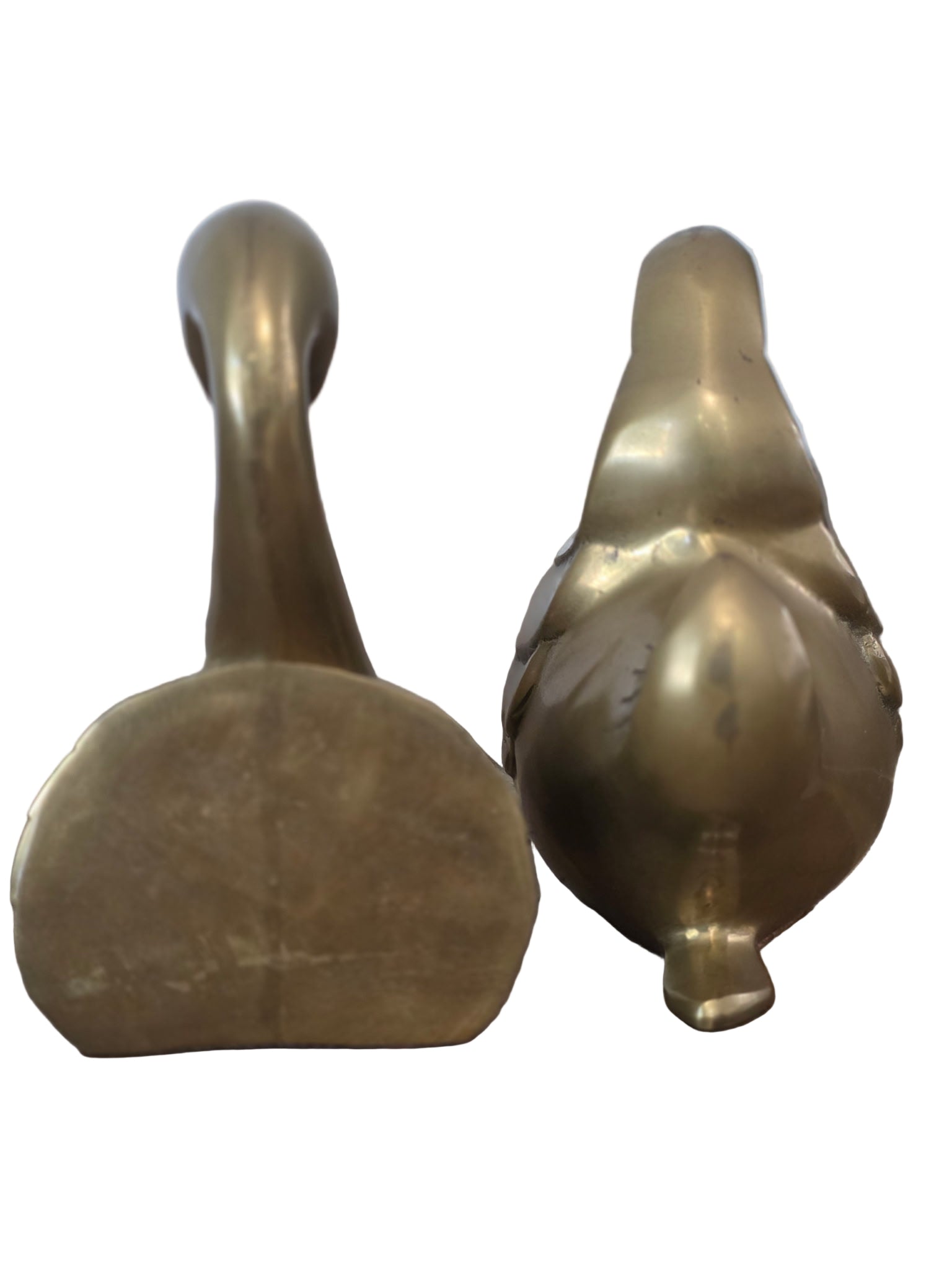 Vintage Brass Swan Bookends- A Pair