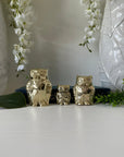 Small Charming Vintage Brass Owl Trio in Retro Tuxedos