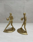 Vintage Brass Basketball Bookends Larry Bird-A Pair