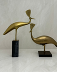 Vintage Brass Peacocks on Marble Bases- A Pair by Rosenthal Netter