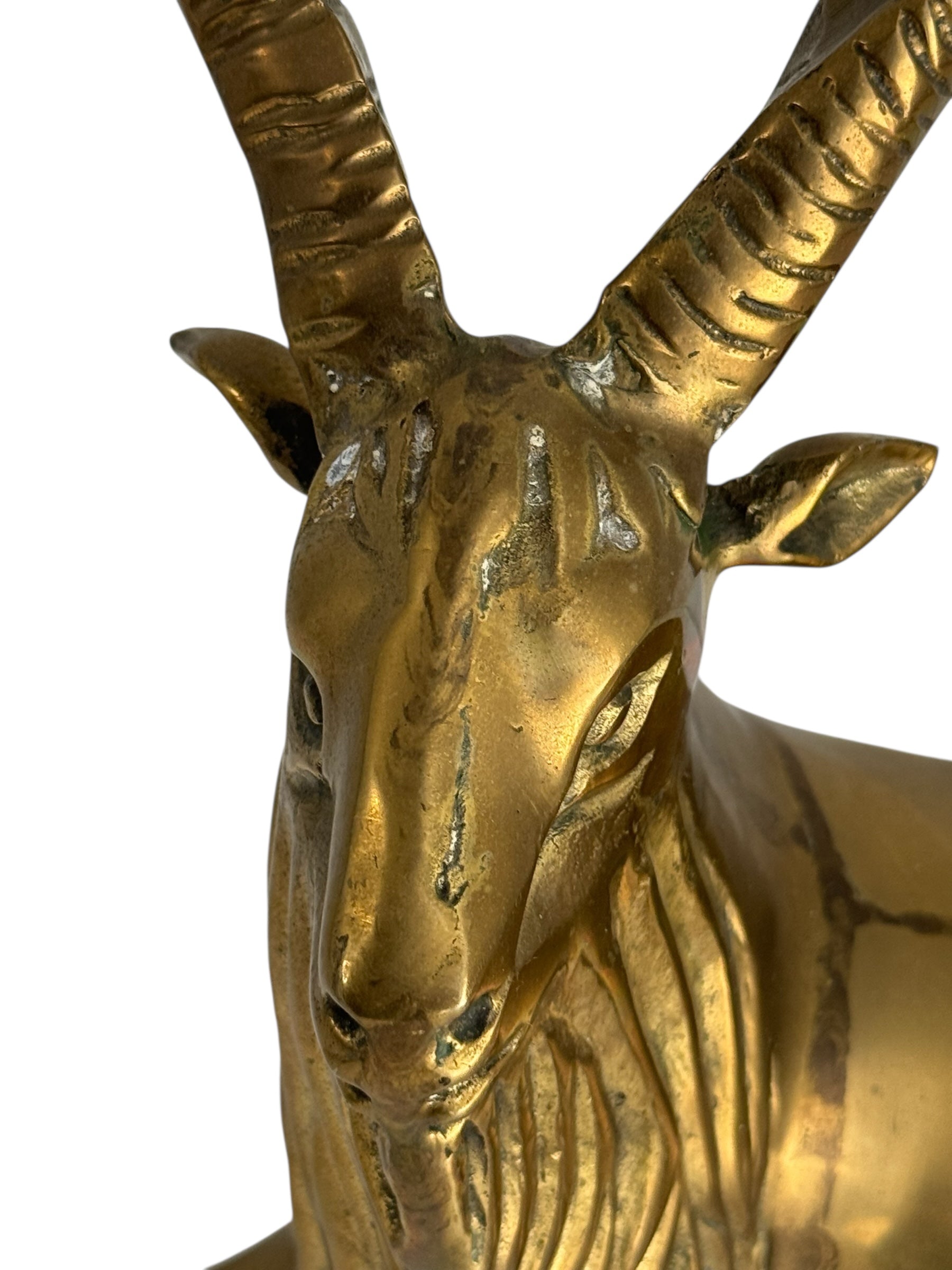 Vintage Brass Antelope with Spiral Horns