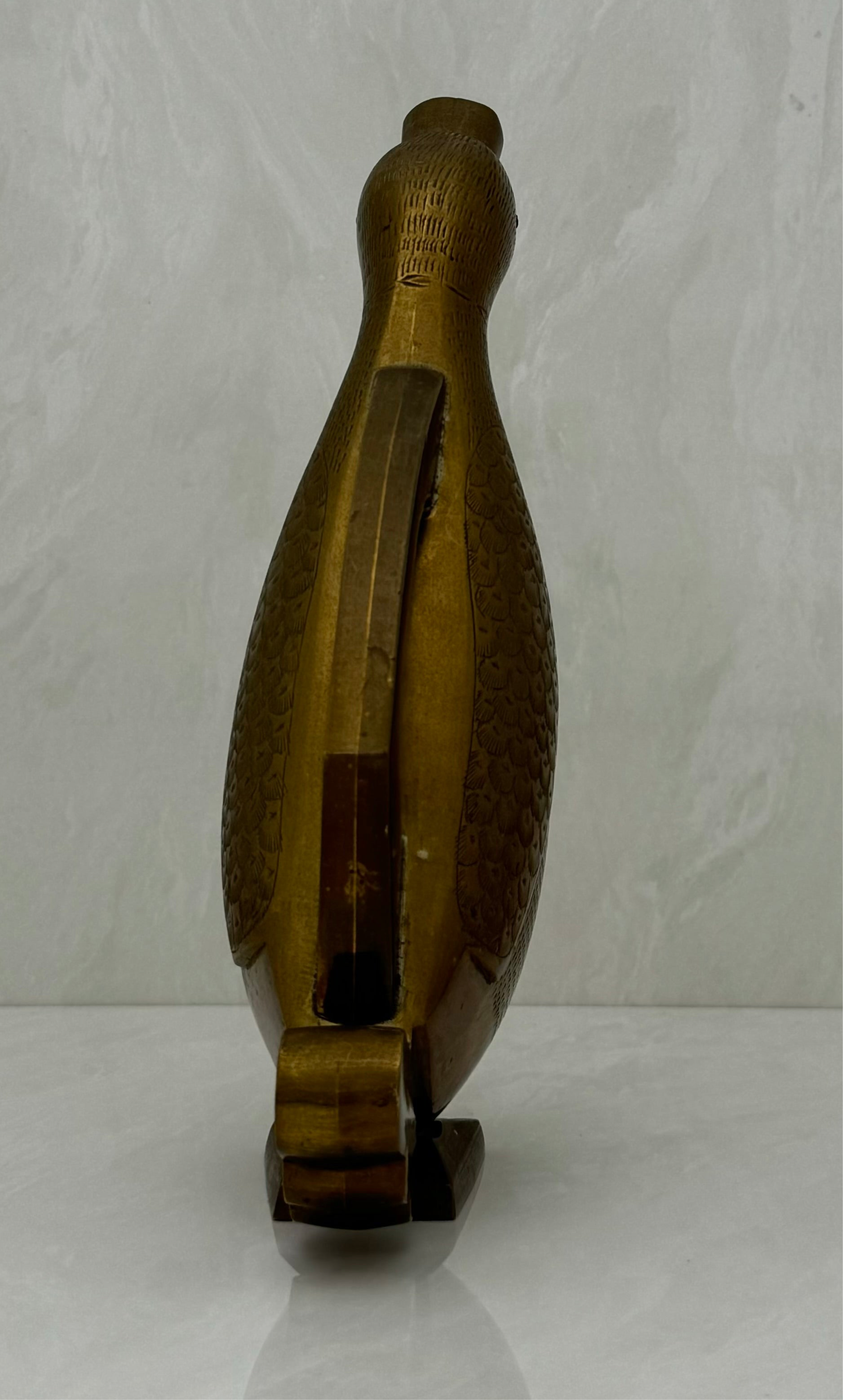 Vintage Brass Duck Shaped Water Pitcher Vase-9.5 inches tall-MCM style